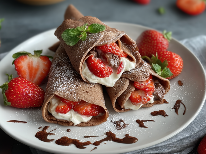 Burritos de cacao con fresas: un desayuno para golosos