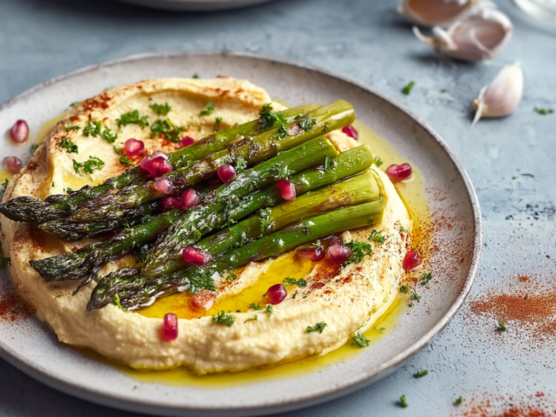 Espárragos al horno con hummus casero: una receta para sibaritas