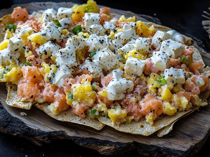Comienza tu día con unos deliciosos huevos revueltos con salmón ahumado y queso feta