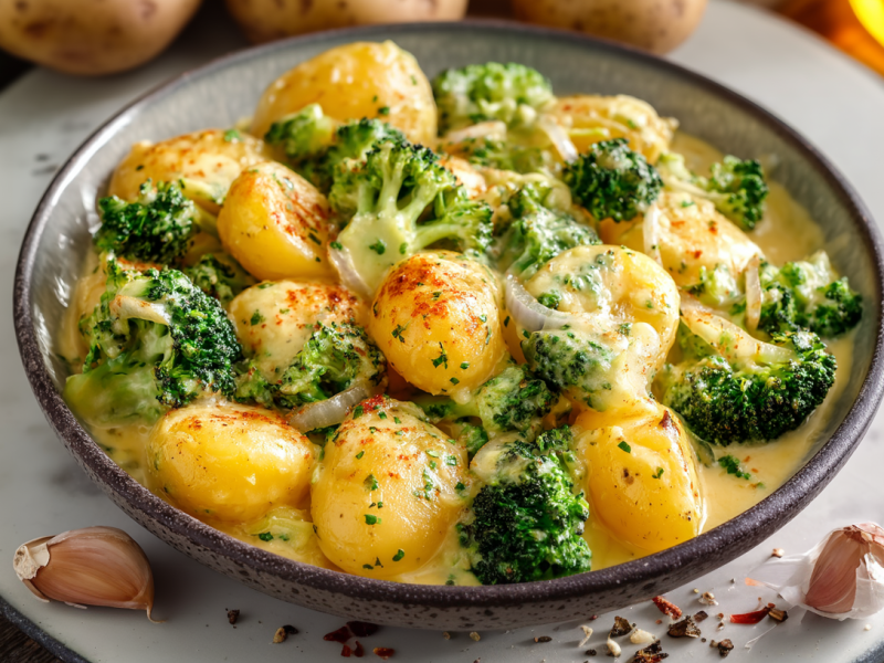 Papas cremosas con brócoli: delicia en una sola sartén