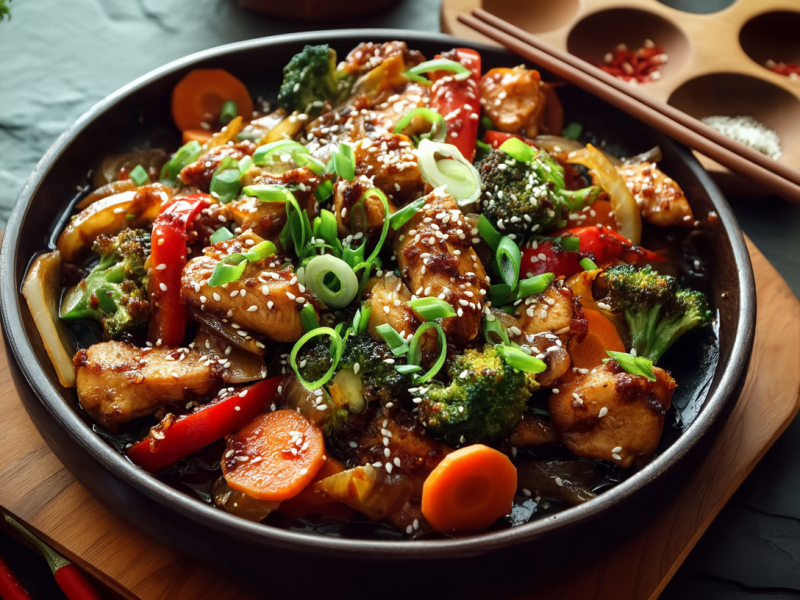 Este salteado de pollo con sésamo y verduras apenas requiere esfuerzo