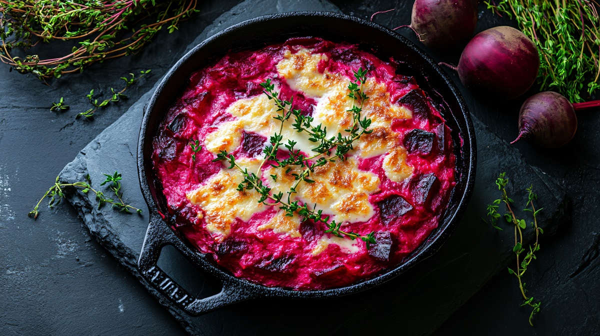 Gratinado de remolacha con queso de cabra