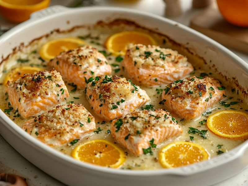 Salmón al horno con costra de hierbas y naranja: así de fácil es preparar pescado