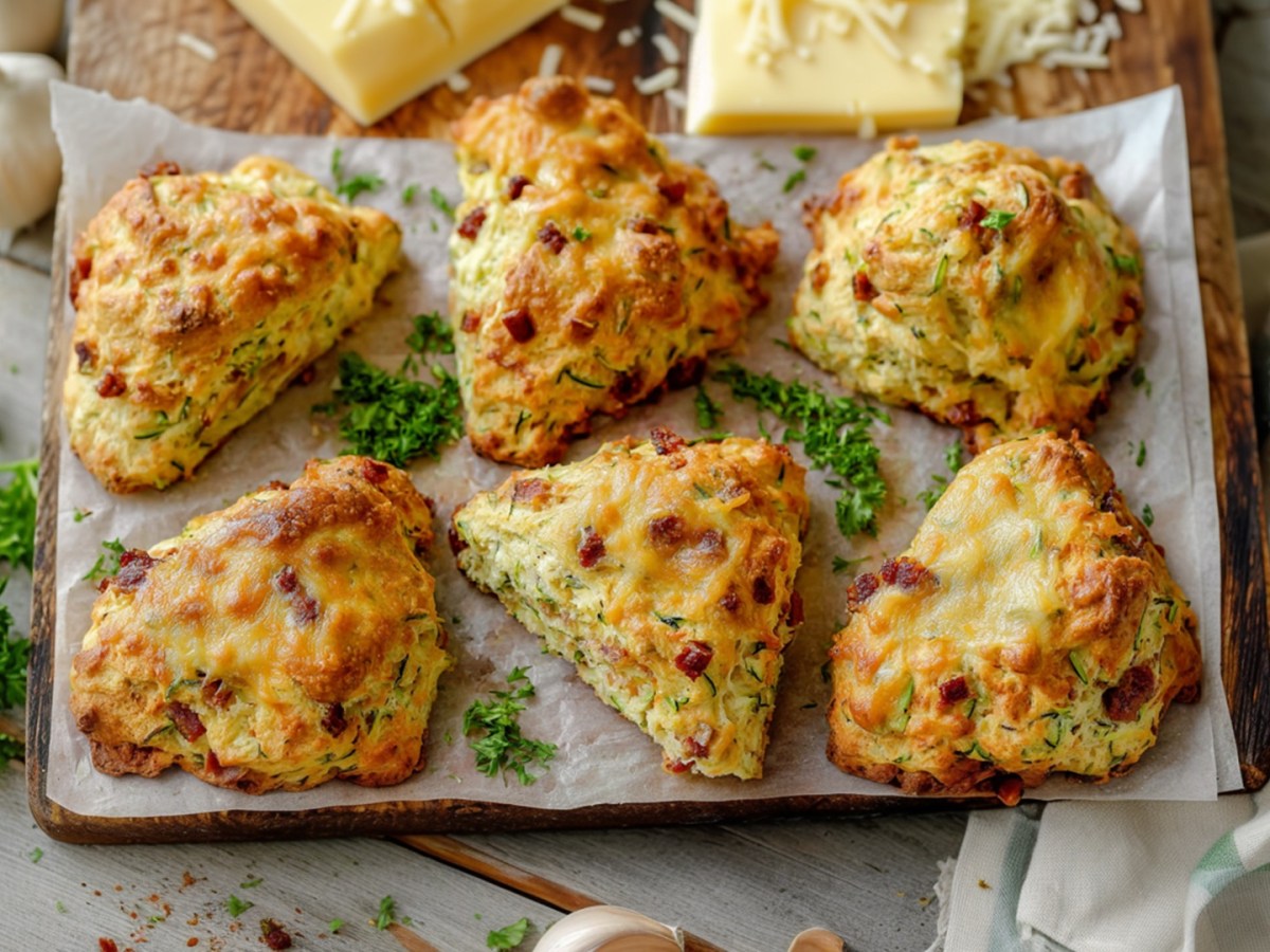 Scones de calabacín con queso y tocino: esponjosos, sabrosos, sustanciosos